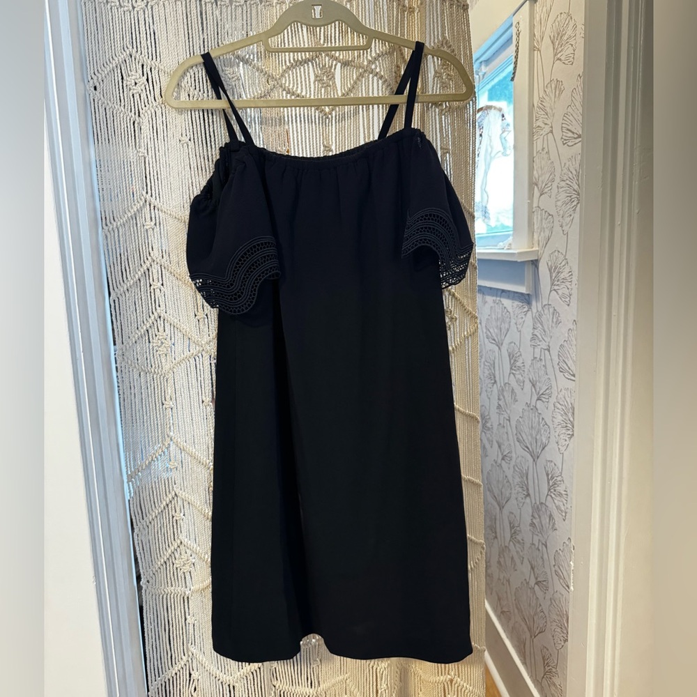 Ann Taylor Size 8 Navy Off-Shoulder Dress with Straps